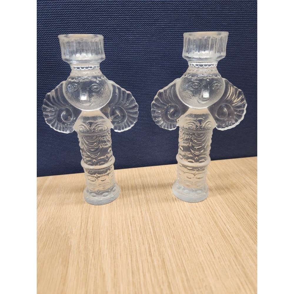 Pair of Bjorn‎ Wiinblad Glass Angel Candle Holders Rosenthal Studio Line Germany